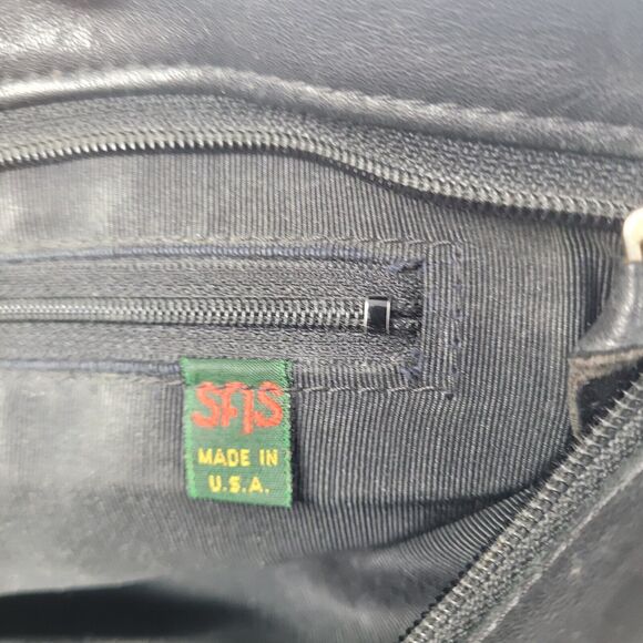 SAS Black Fine Leather Handbag Purse Shoulder Bag Crossbody HandMade In USA San - Picture 4 of 8